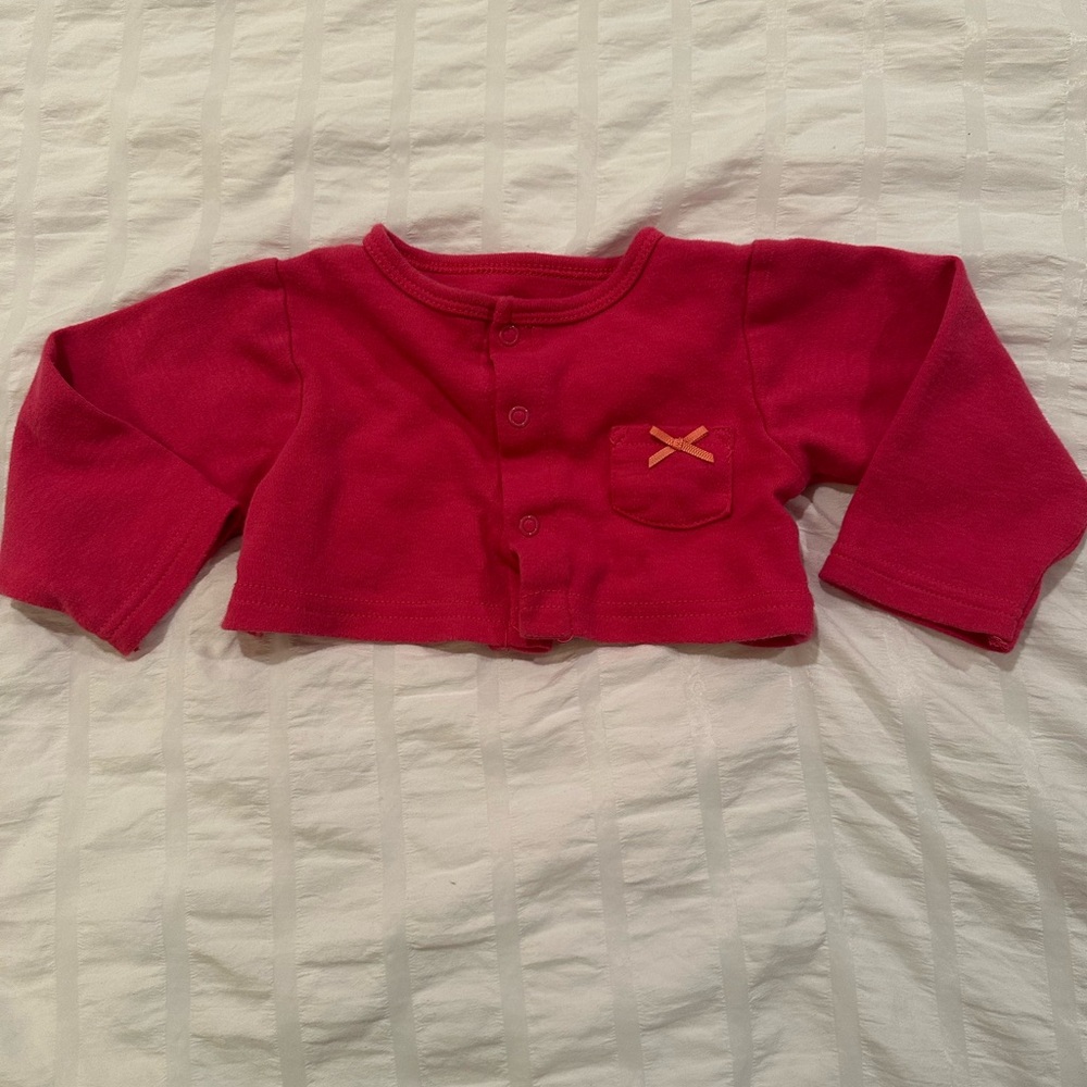 ⭐️ $1 if bundled - 18 Month Bright Pink Baby Cardigan with Pocket Accent & Snaps